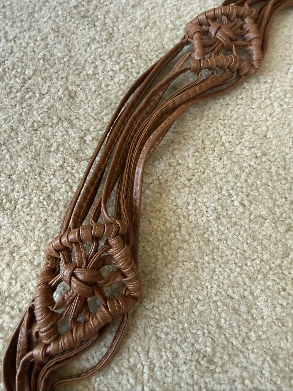 70’s Brown Macrame Leather Tassel Women’s Belt 71” long Witch’s Estate Sale